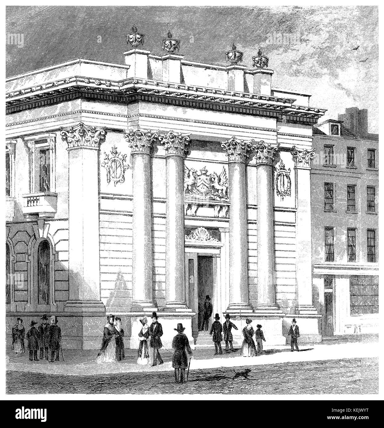 1853 der Gravur des Gresham College in Gresham Street, London. Stockfoto