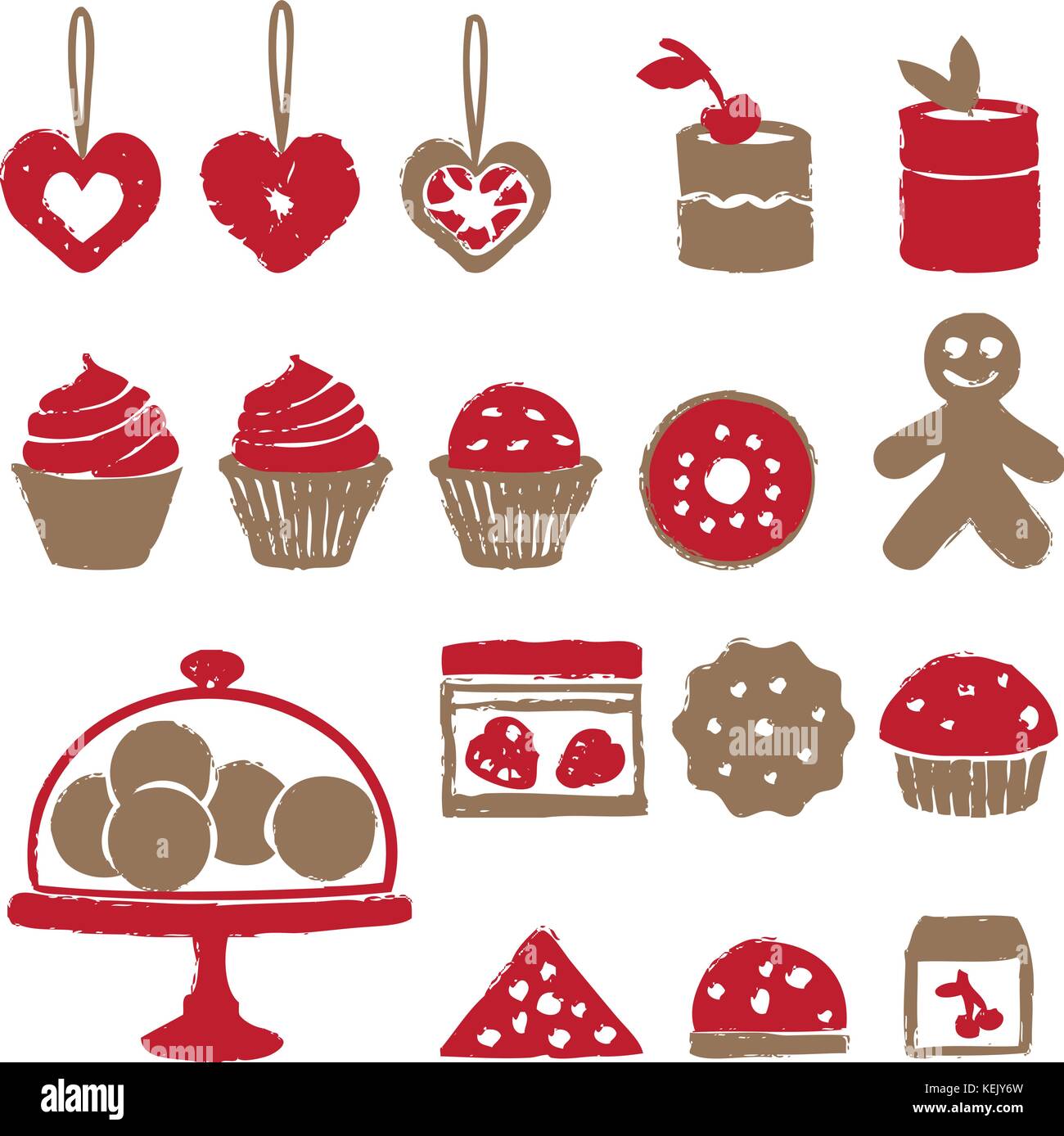Verschiedene Süßigkeiten Vector Icons. Stock Vektor