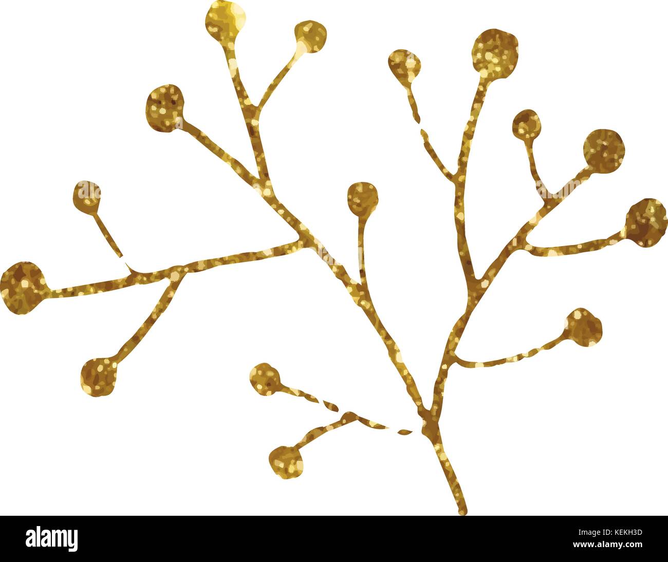 Die goldenen Glitzer retro Blume Pflanze deocration Flachbild-Symbol Stock Vektor