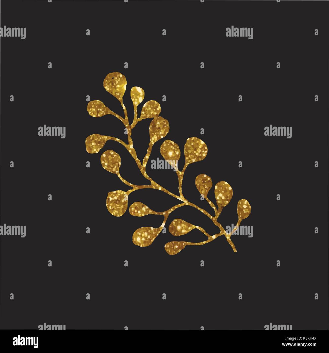 Die goldenen Glitzer retro Blume Pflanze Dekoration Flachbild-Symbol Stock Vektor