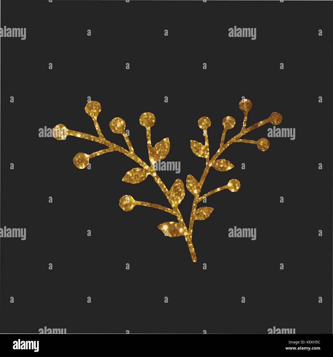 Die goldenen Glitzer retro Blume Pflanze Dekoration Flachbild-Symbol Stock Vektor