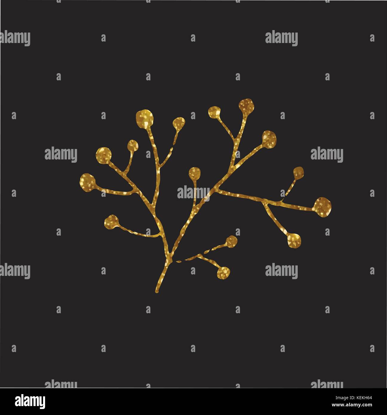 Die goldenen Glitzer retro Blume Pflanze Dekoration Flachbild-Symbol Stock Vektor