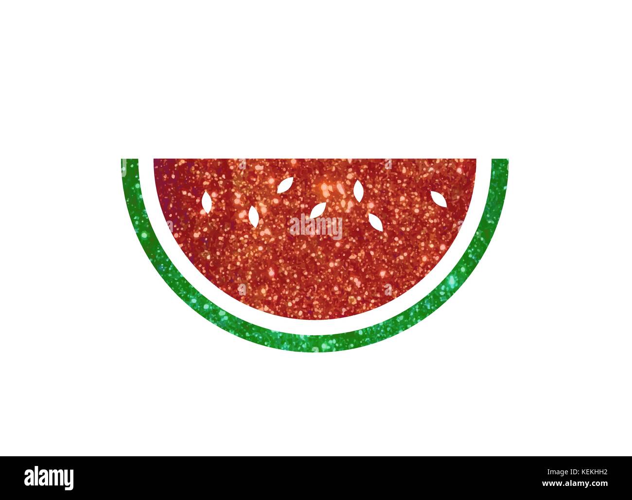 Die vector Rot und Grün Glitter und Shinny Obst Wassermelone Symbol auf weißem Hintergrund Stock Vektor