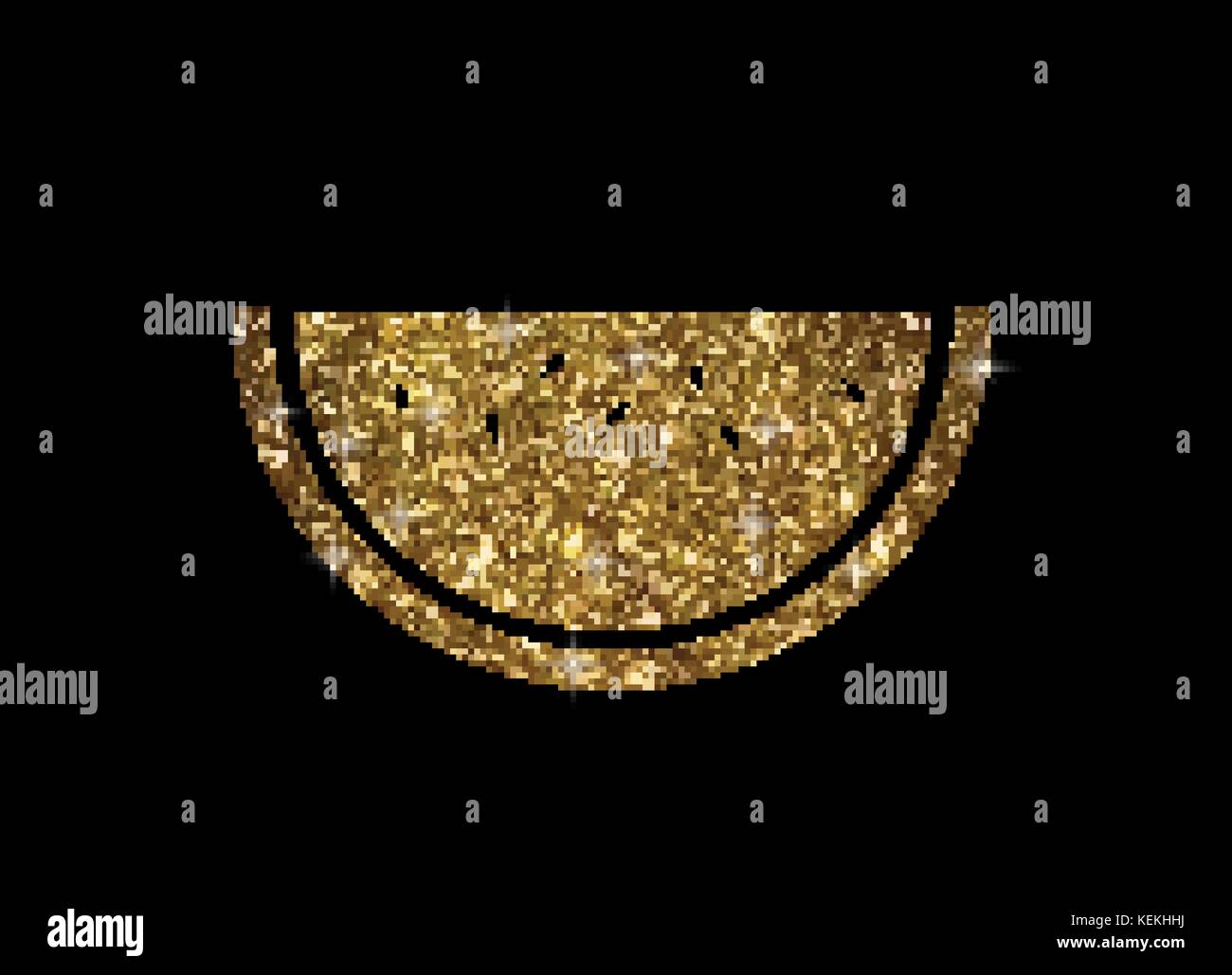 Der Vektor golden Glitter und Shinny Obst Wassermelone Symbol auf schwarzem Hintergrund Stock Vektor