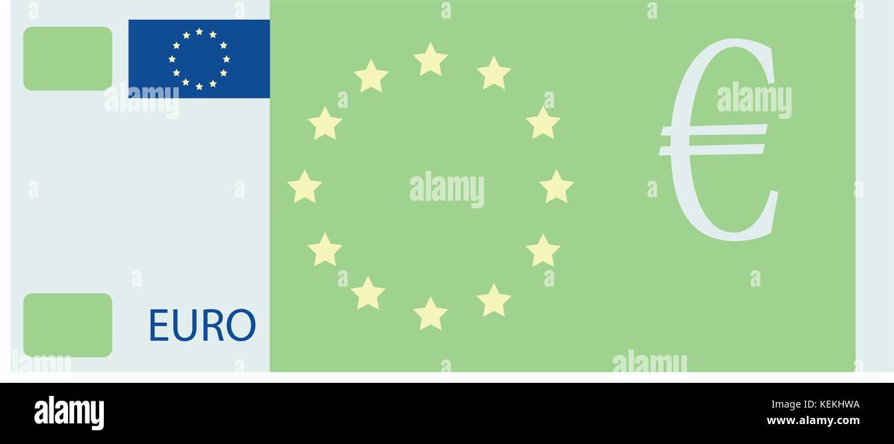 Euro Banknote design Flachbild Cartoon. Europäisches Geld Design, Banknoten Bargeld, beachten Sie Bill teilen und Bonus, Vektor, Abbildung Stock Vektor