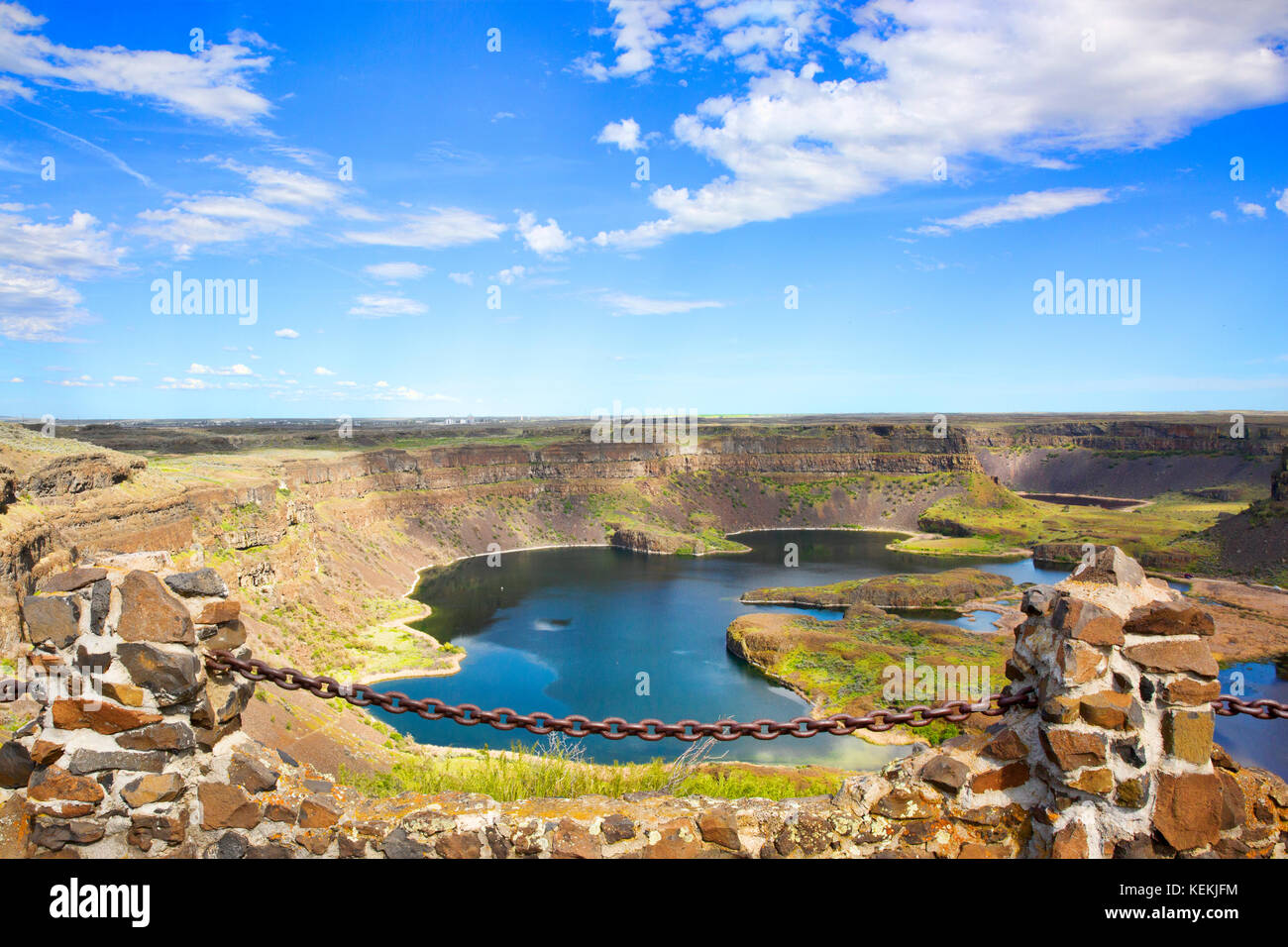 Trocken fällt, einen 3,5 Kilometer langen historischen geologischen Abgrund der Vergangenheit die Überschwemmungen in den Columbia River Basin erstellt. Stockfoto