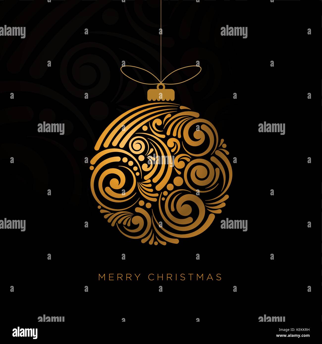 Vektor weihnachten Grußkarte. Abstrakte Swirl christmas Ball auf schwarzem Hintergrund. Stock Vektor