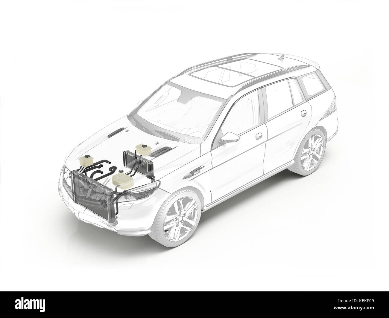Suv-Fahrzeug technische Cutaway, Querschnitt Stockfoto