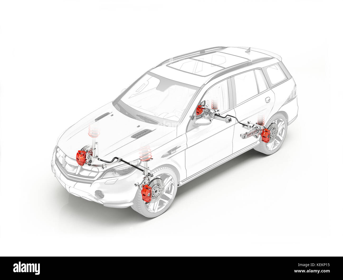 Suv-Fahrzeug technische Cutaway, Querschnitt Stockfoto