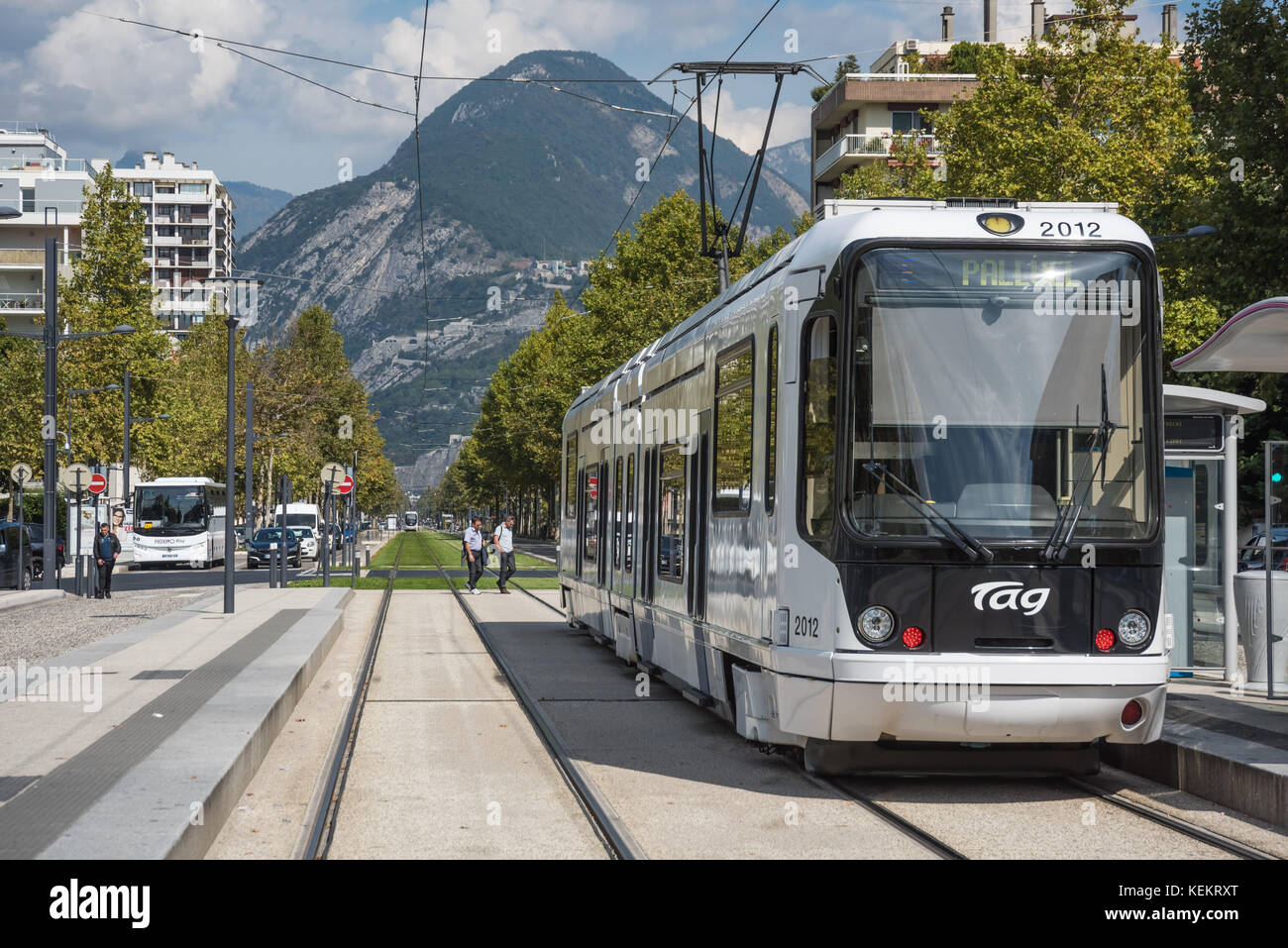 Grenoble, Straßenbahn, Louise Michel Stockfoto