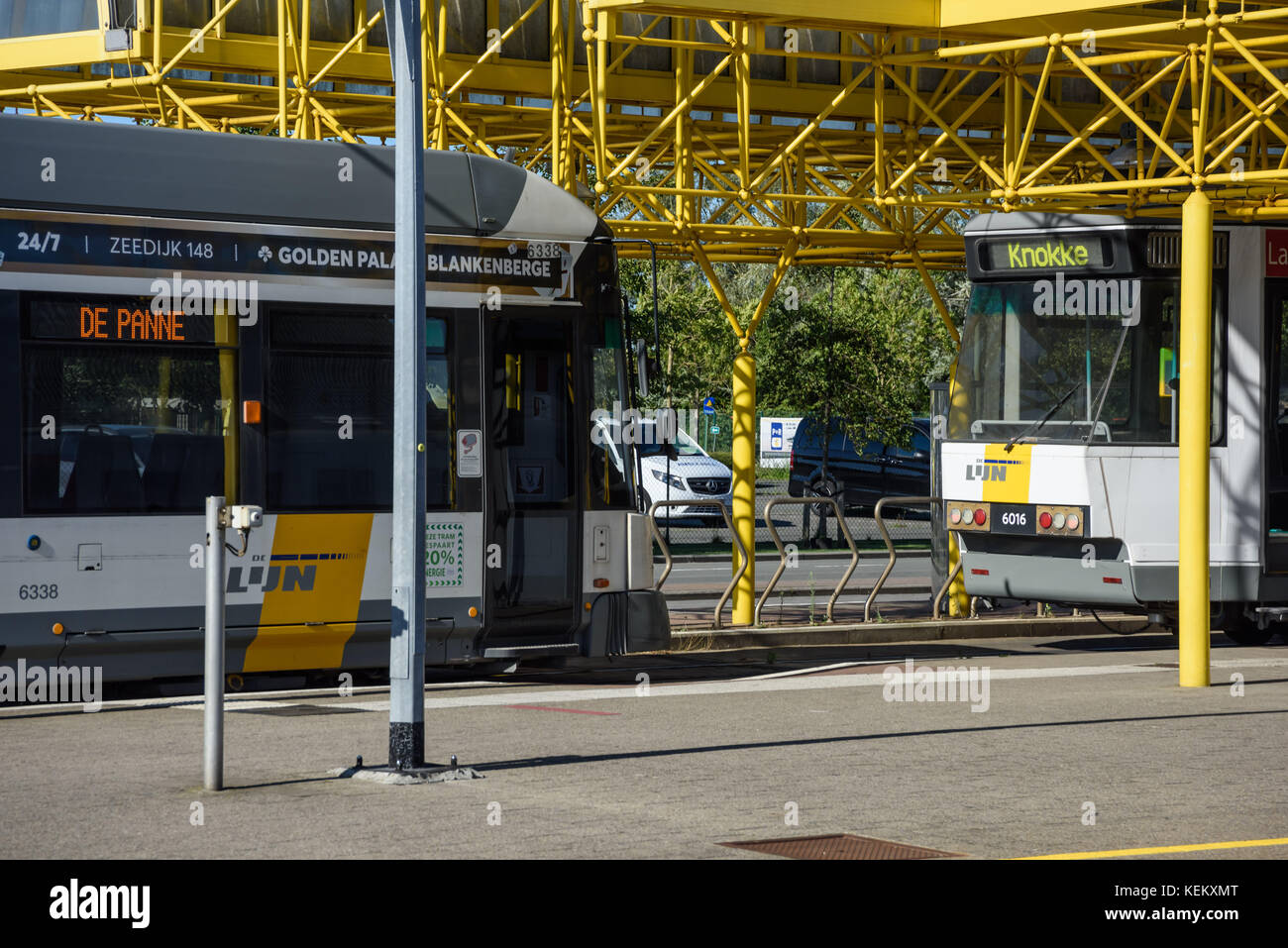 Belgien, De Panne, Kusttram - Belgien, De Panne, Küstenstraßenbahn Stockfoto