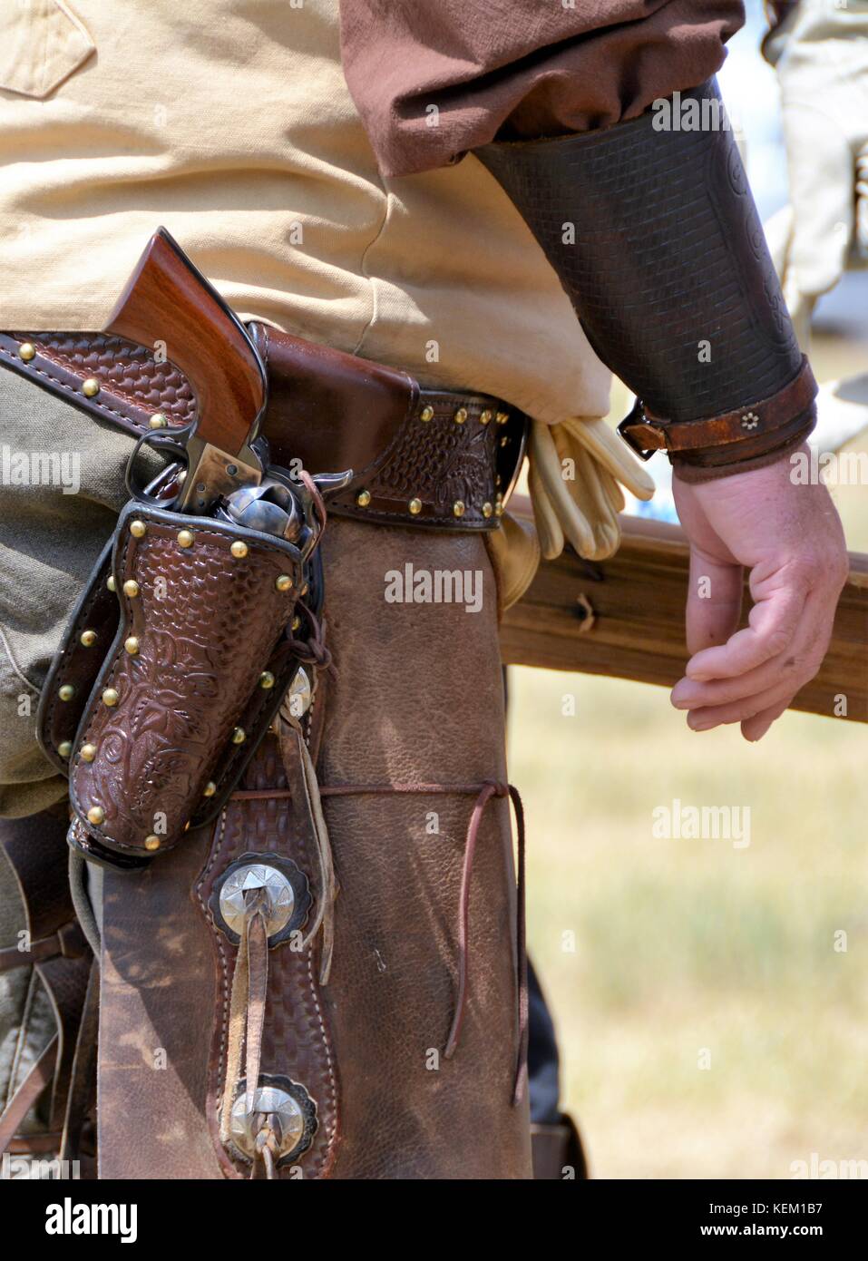 Western Holster mit Six Shooter Revolver Stockfoto