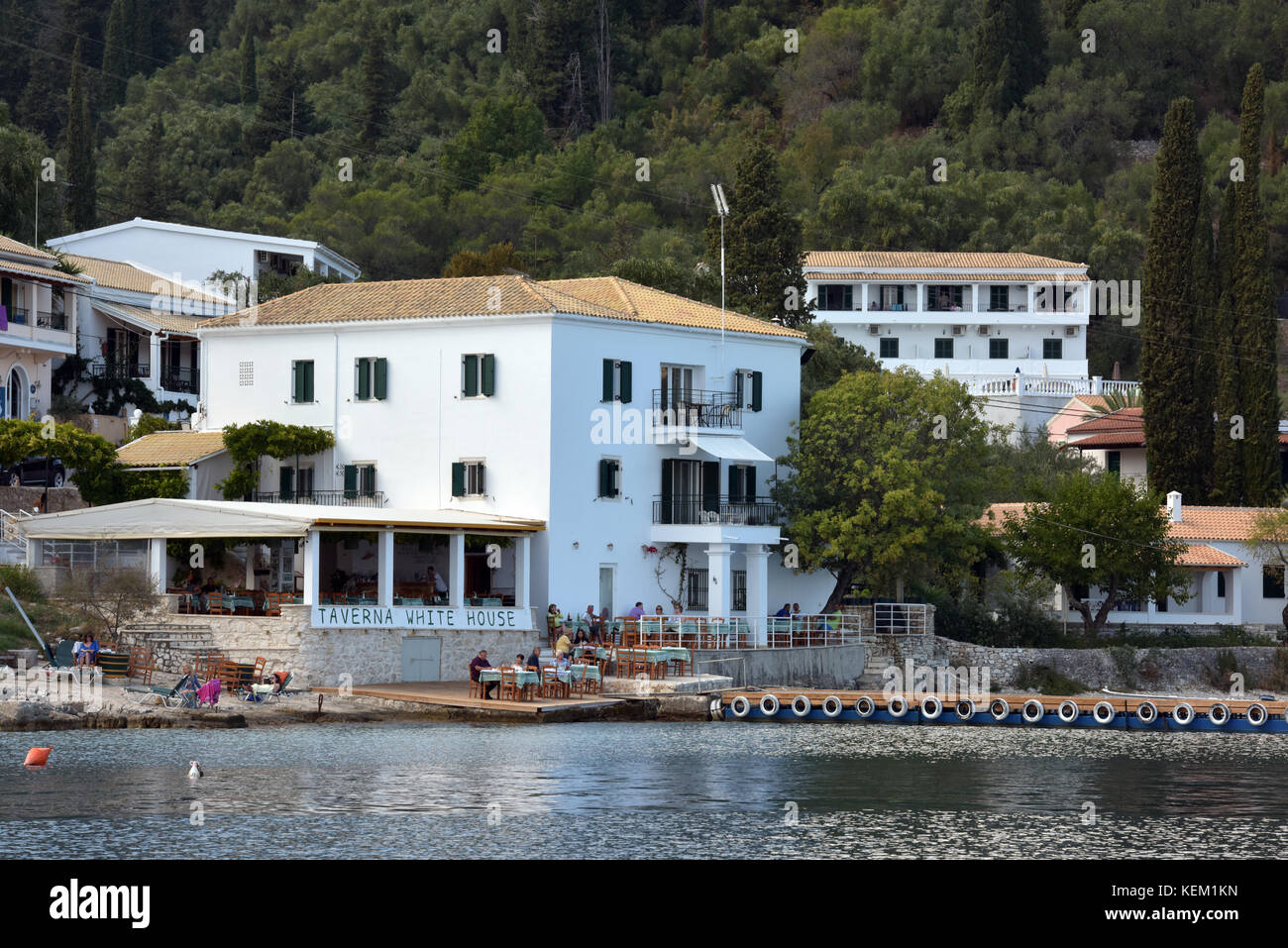 Das Weiße Haus Home von Gerald durrel und in der TV-Serie Die durrels auf Korfu, in der Nähe von Kassiopi Griechenland verwendet. Stockfoto