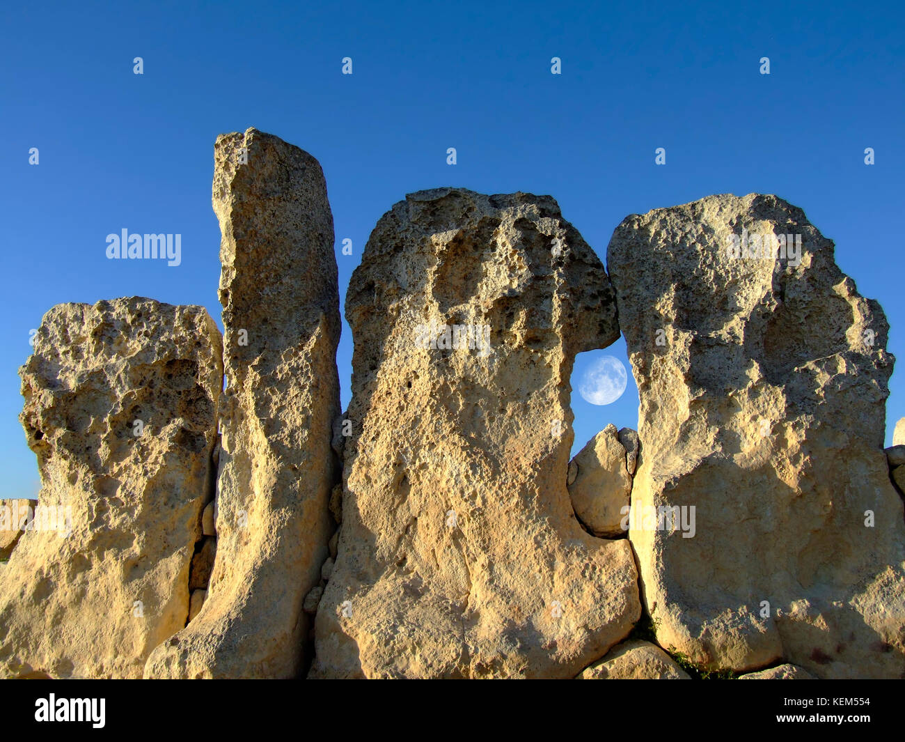 Die ältesten freistehenden Gebäude/Tempel der Welt. ältesten neolithischen prähistorische Tempel Tausende von Jahren vor den Pyramiden gebaut. - Hagar Qim & Stockfoto