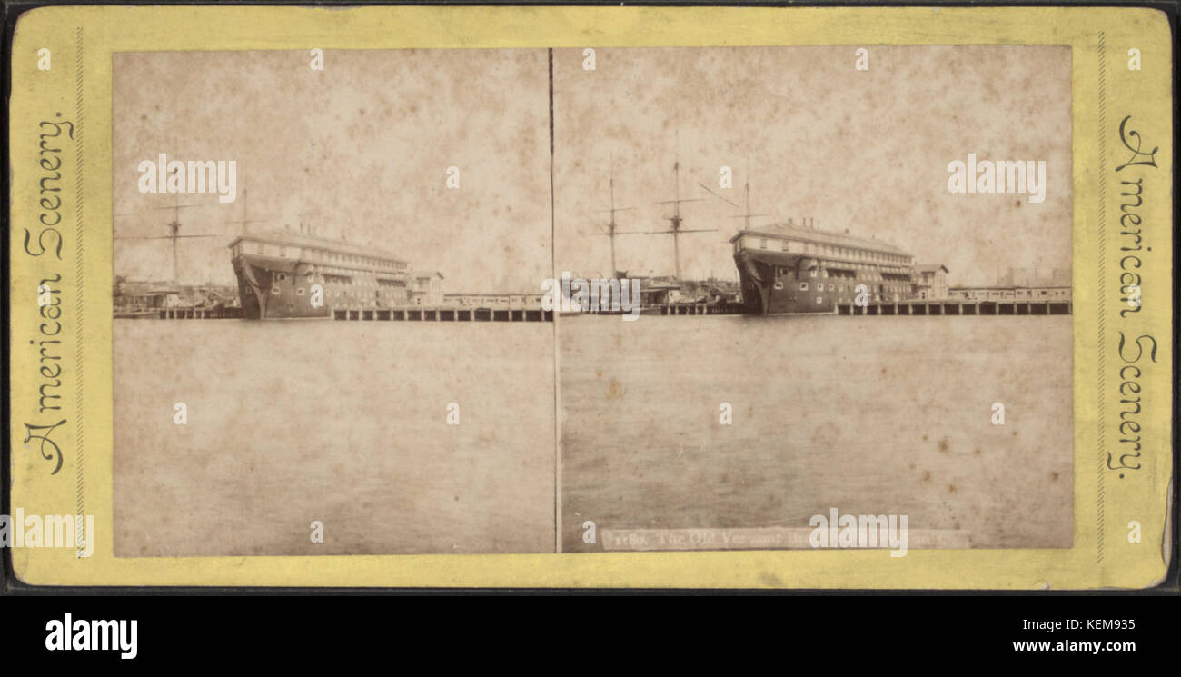 Der alte Vermont, Brooklyn Navy Yard, aus Robert N. Dennis Sammlung von stereoskopischen Ansichten Stockfoto