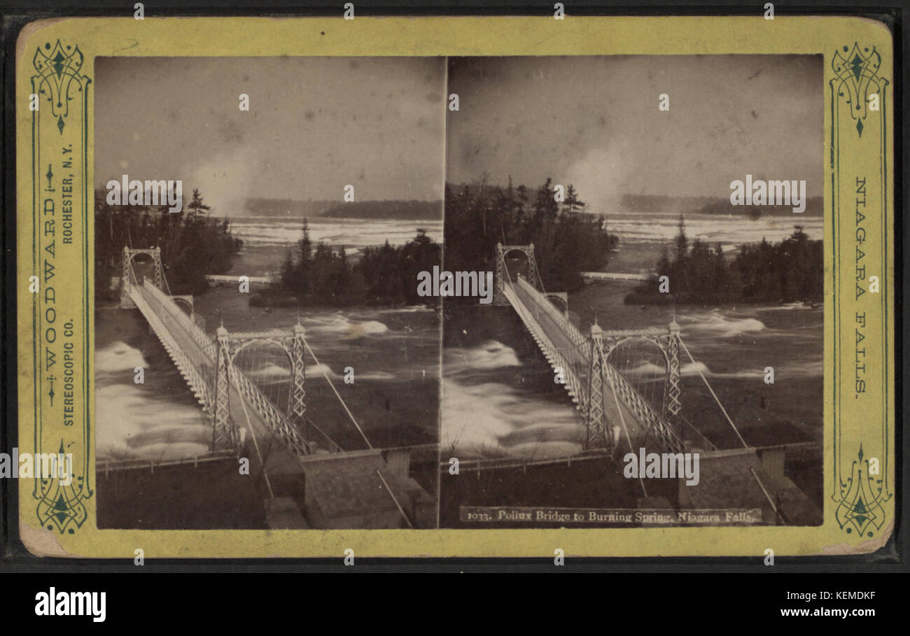 Pollux-Brücke zum brennenden Frühling, Niagara Falls, aus Robert N. Dennis Sammlung von stereoskopischen Ansichten Stockfoto