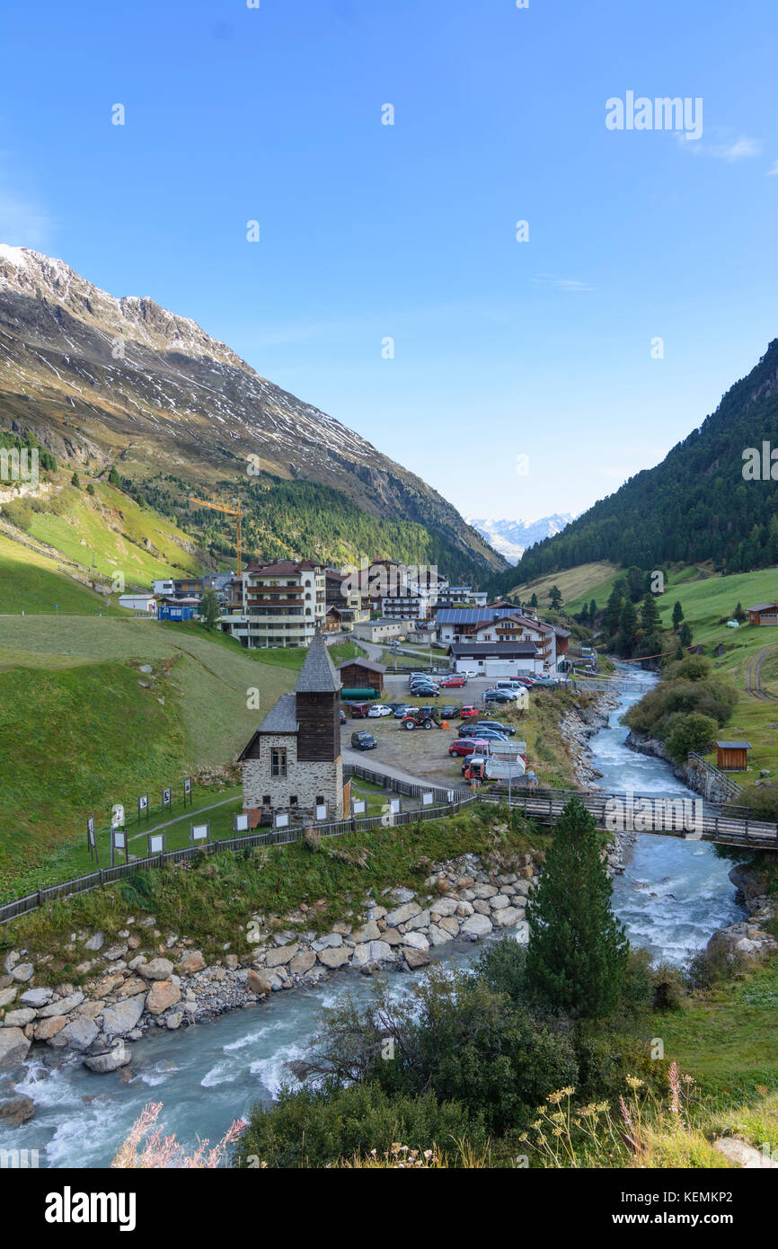 Dorf Vent, stream Venter Ache, Sölden, Ötztaler Alpen, Tirol, Tirol, Österreich Stockfoto