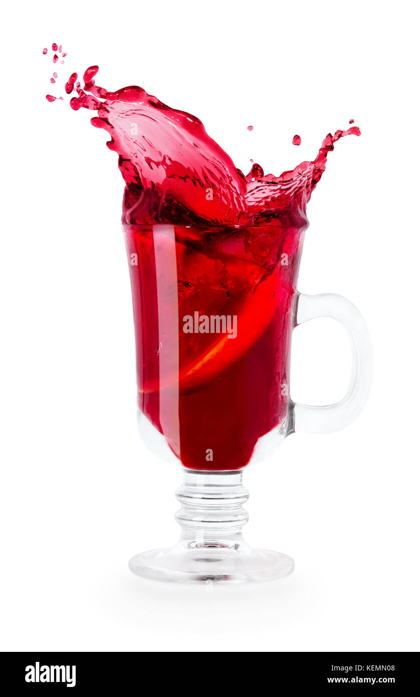 Glühwein mit Splash Stockfoto