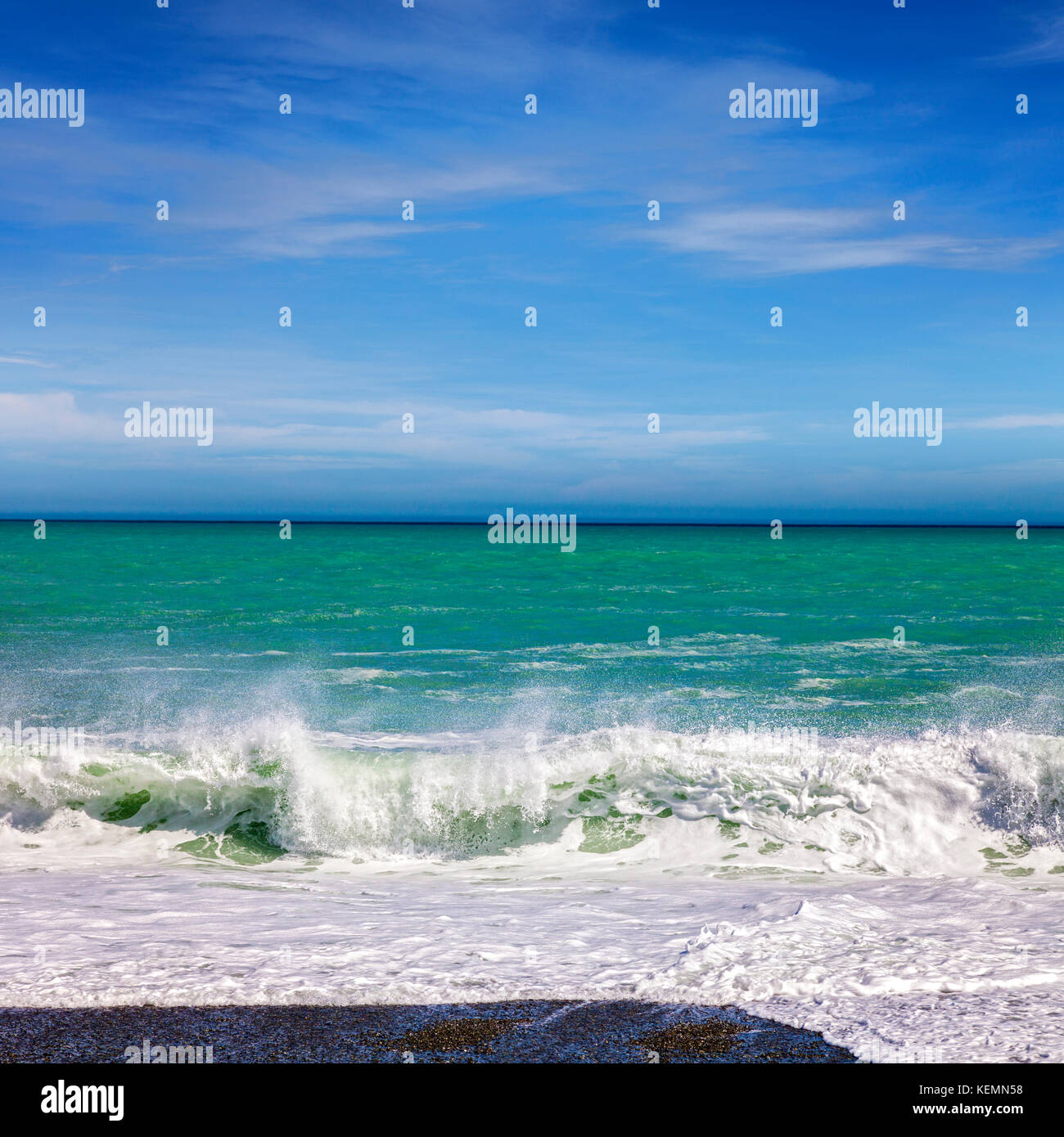 Im Südpazifik erfüllt die Neuseeland Ufer. Stockfoto