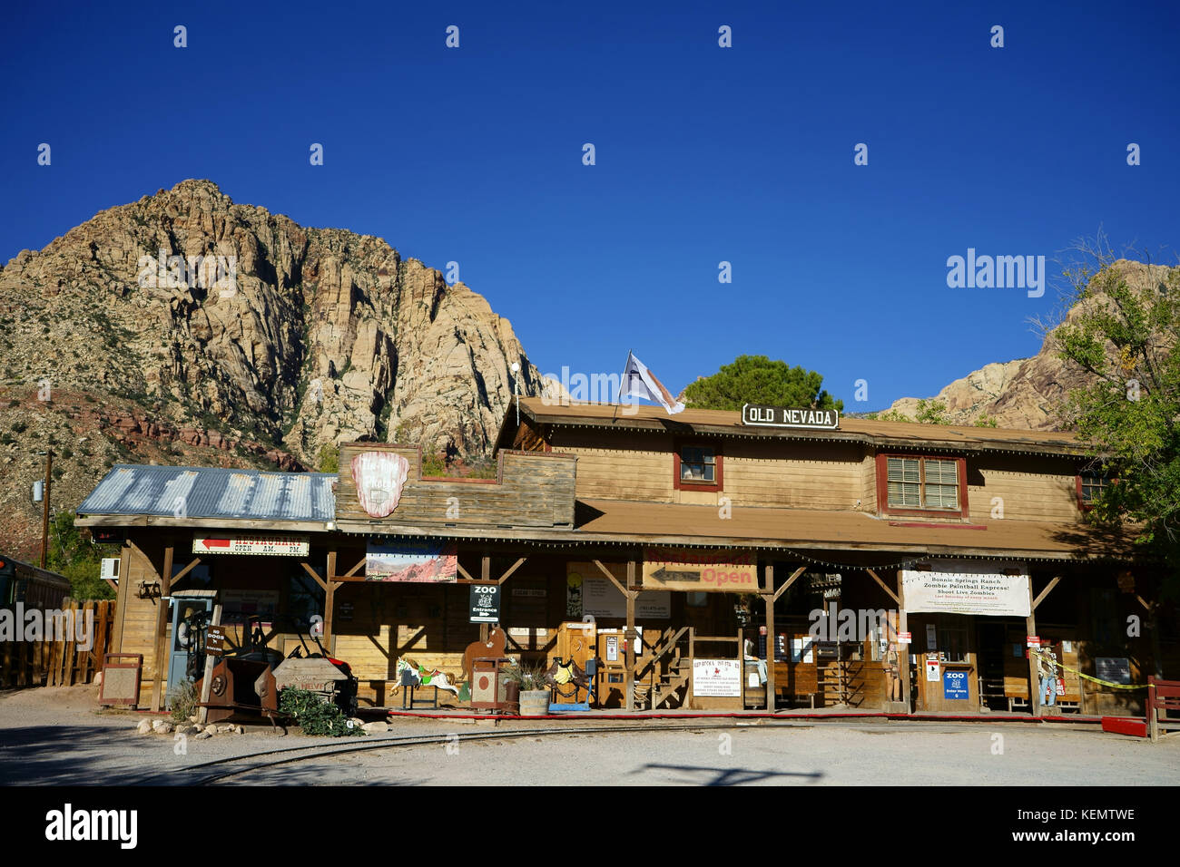 Antiquitäten store und entertainement Center von Bonnie Springs Resort, Red Rock Canyon, Nevada Stockfoto