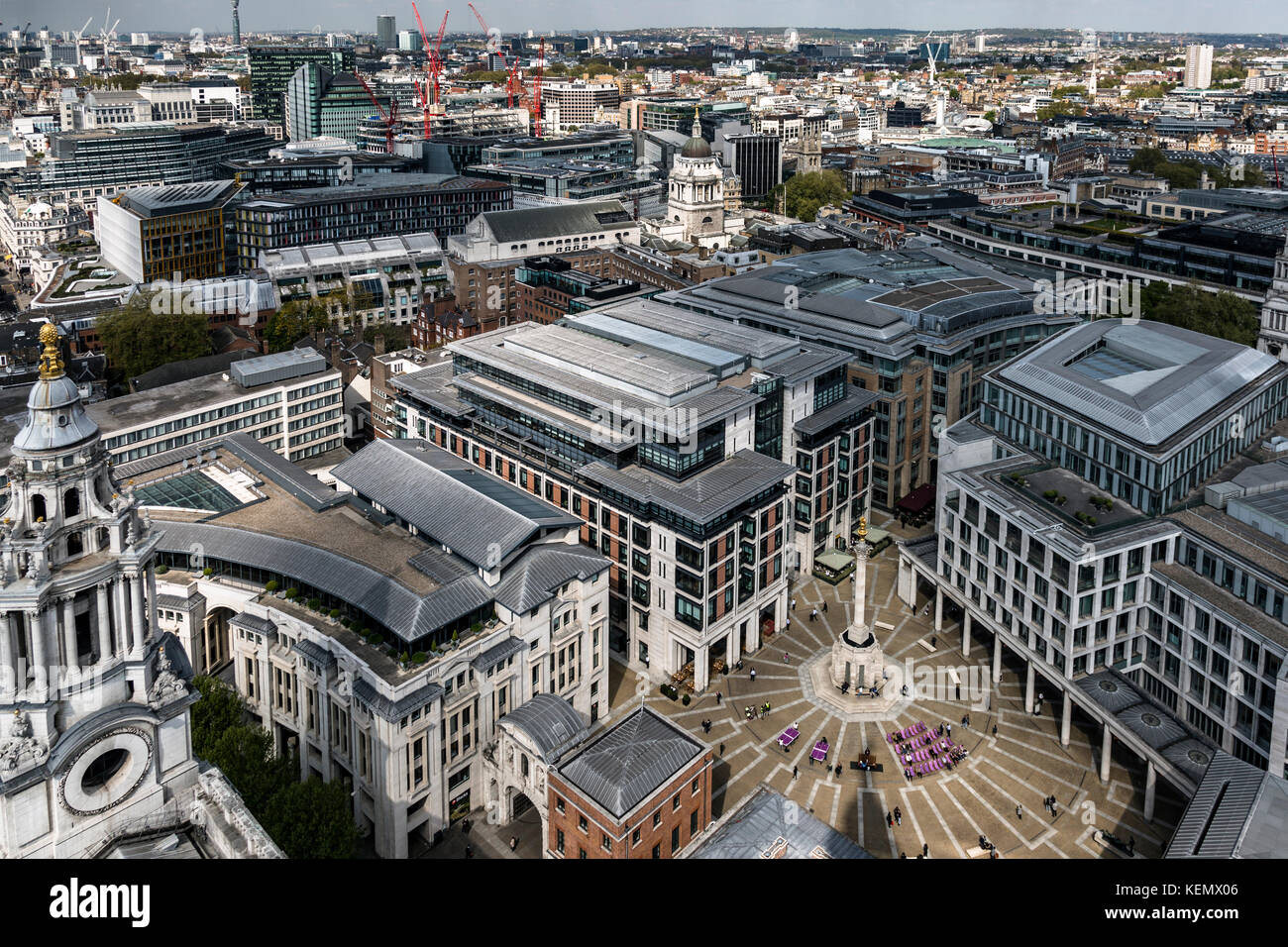 London Paternoster Square, Plaza, St. Paul Kathedrale, Luftaufnahme Stockfoto