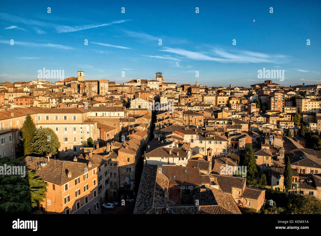 Perugia, Umbrien, Italien. schönen Panorama und Skyline von historischen Zentrum von sciri Turm, dem höchsten Punkt der Stadt. Stockfoto