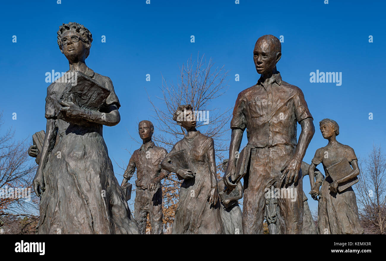 Little Rock Nine Civil Rights Memorial auf dem Gelände des Arkansas State Capitol in Little Rock, Arkansas Stockfoto