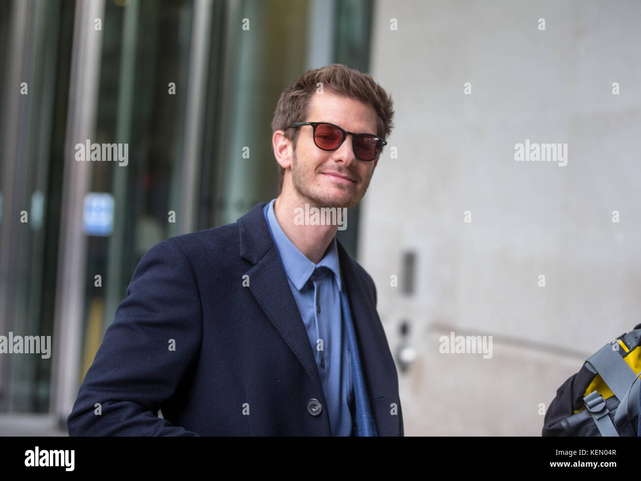 Britisch-amerikanische Schauspieler Andrew Garfield kommt an der BBC Portland Place Studios auf der Andrew Marr Show angezeigt werden Stockfoto