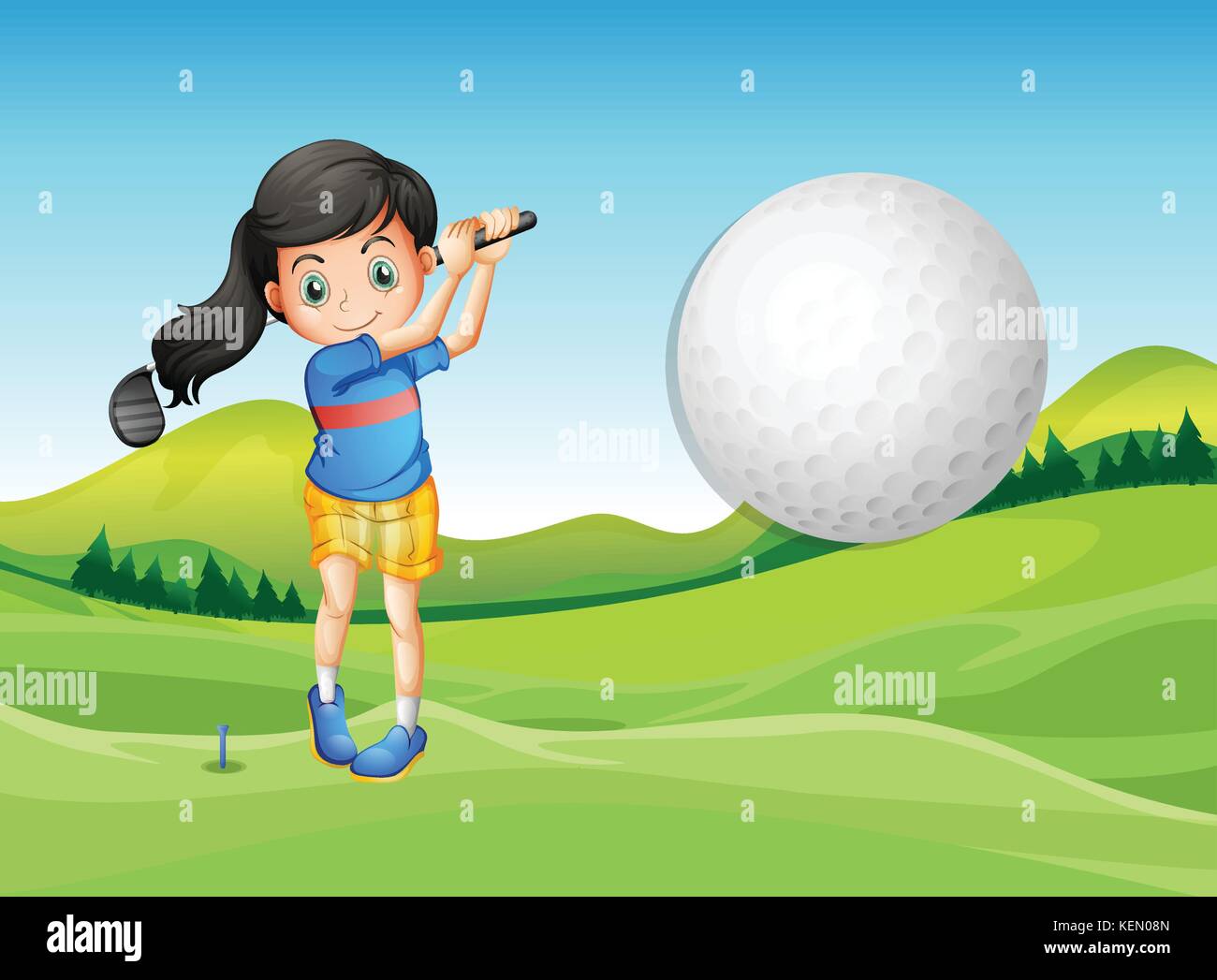 Abbildung: Eine junge Dame spielen Golf Stock Vektor