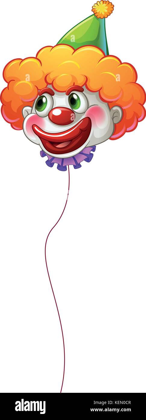 Abbildung: Ein bunter Clown Ballon mit einer Zeichenfolge auf einem weißen Hintergrund Stock Vektor