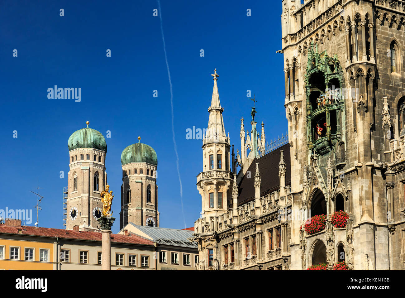 München Marienplatz, Stadtzentrum Stockfoto