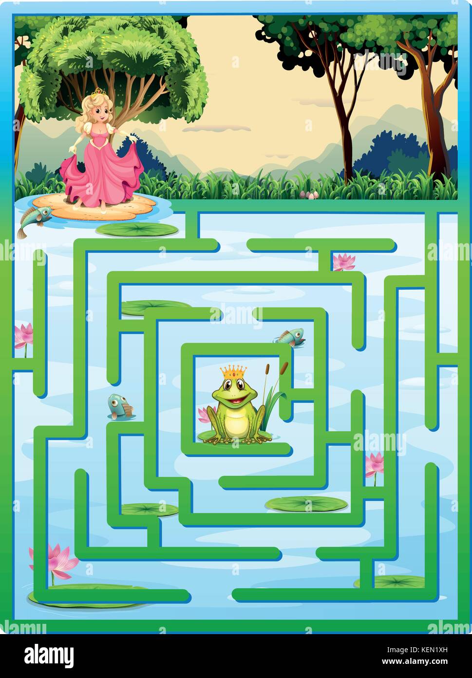 Abbildung: ein Labyrinth mit Märchen Hintergrund Stock-Vektorgrafik - Alamy