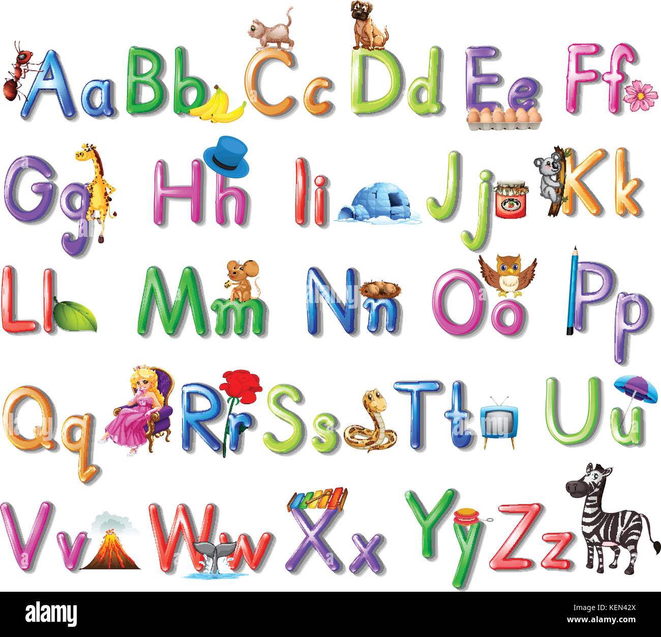 Abbildung eines englischen Alphabet Poster Alamy