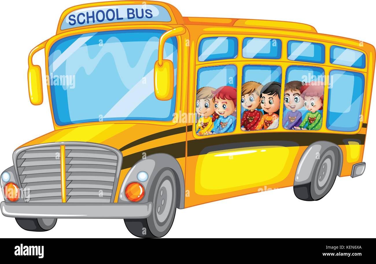 Abbildung: viele Kinder auf einem School Bus Stock Vektor