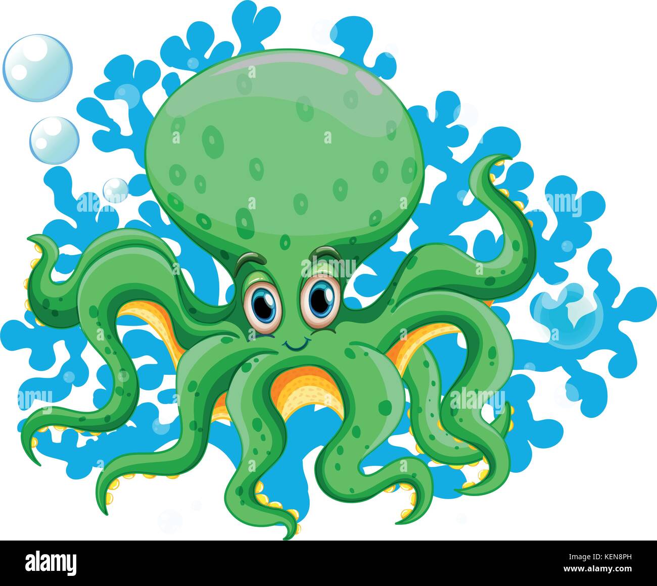 Octopus mit Korallen auf weißem Hintergrund Stock Vektor