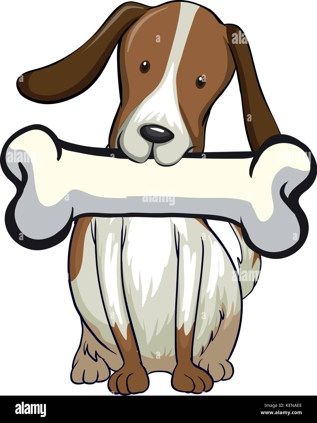 Hund mit Knochen in einem einfachen Stil Stock Vektor