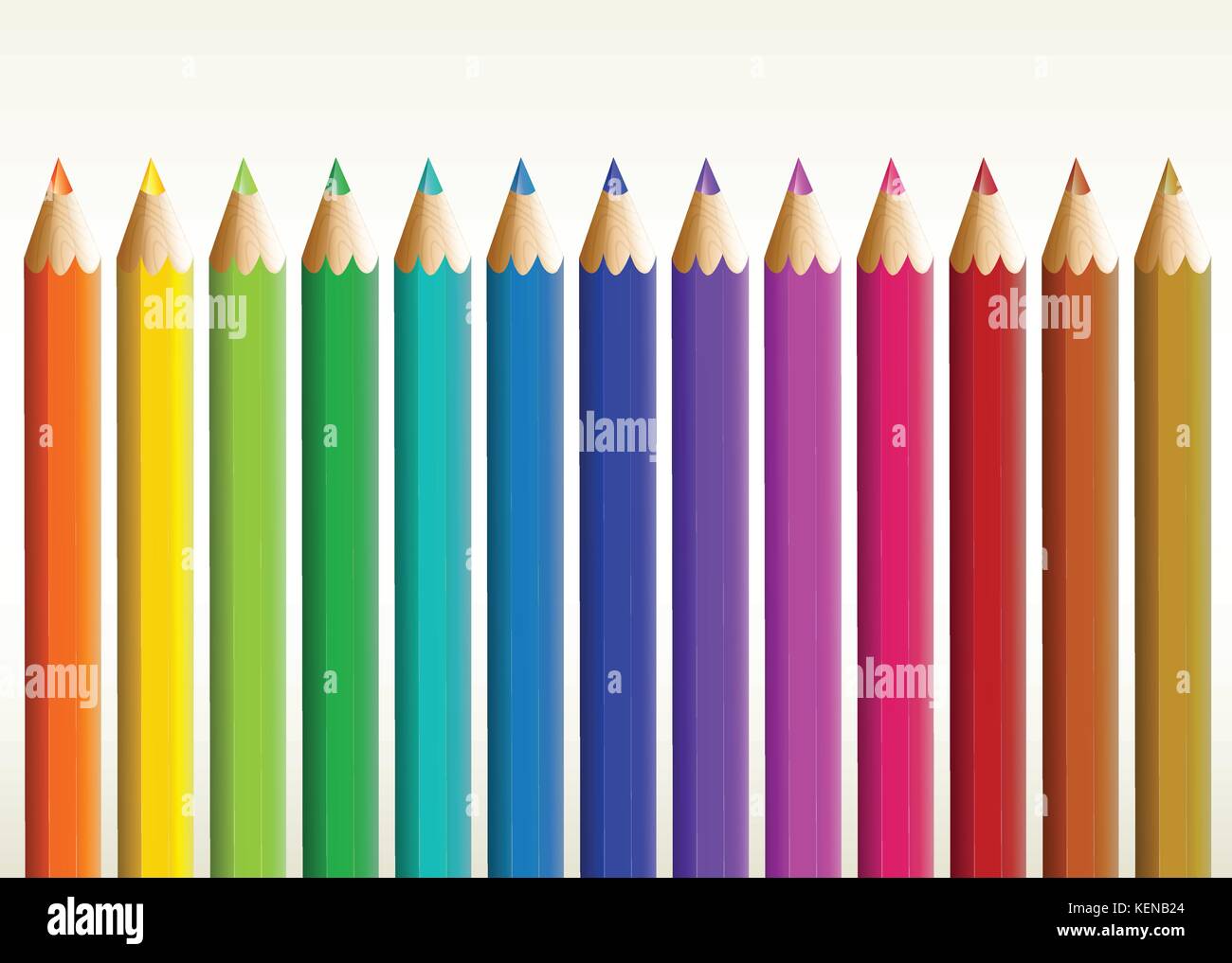 Abbildung: Die bunte lange Stifte auf weißem Hintergrund Stock Vektor