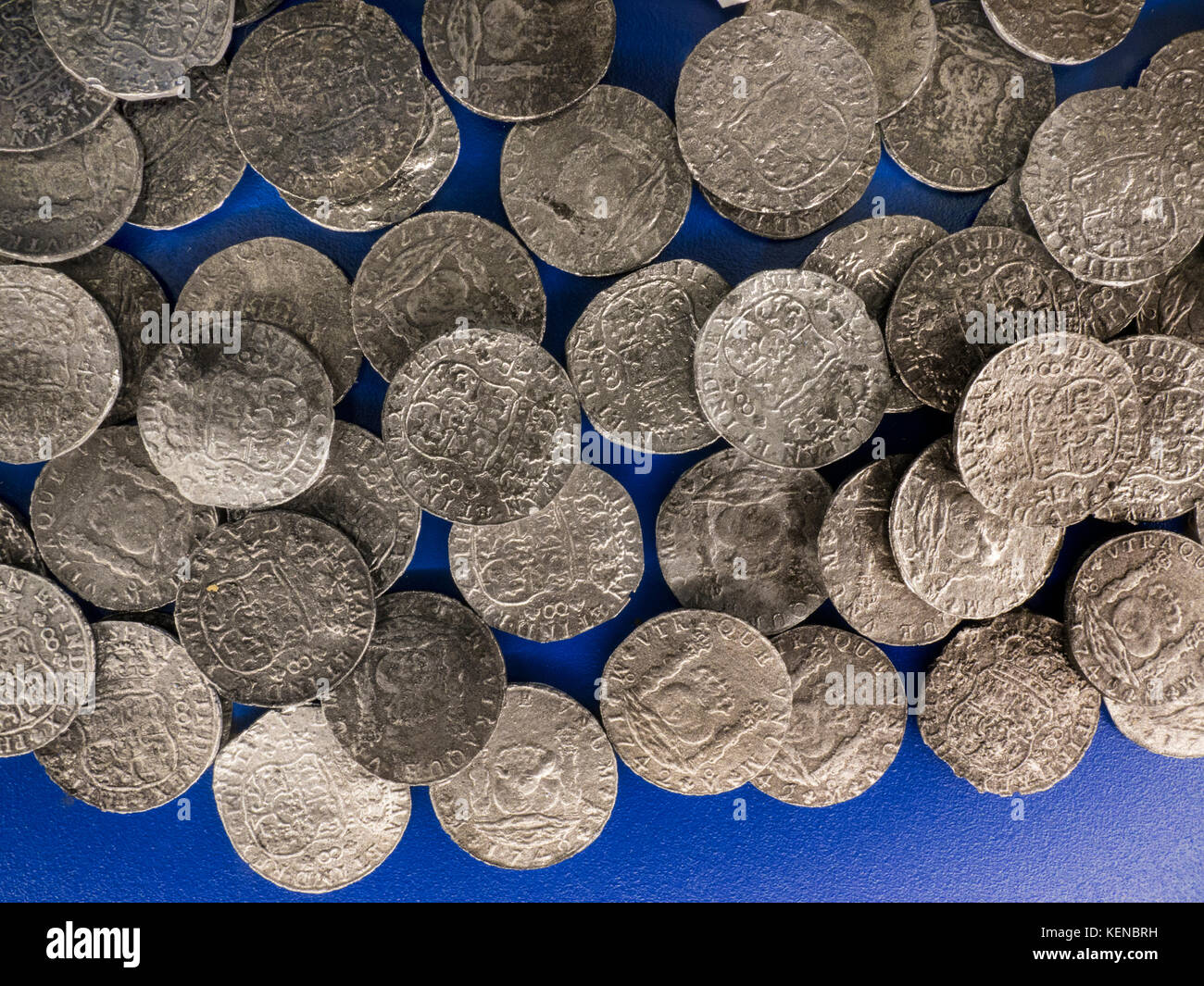 Silber Dollar Mexiko Hispanic 1742 Säule Dollar Silber 8 Reales Schiffbruch Münzen Stockfoto
