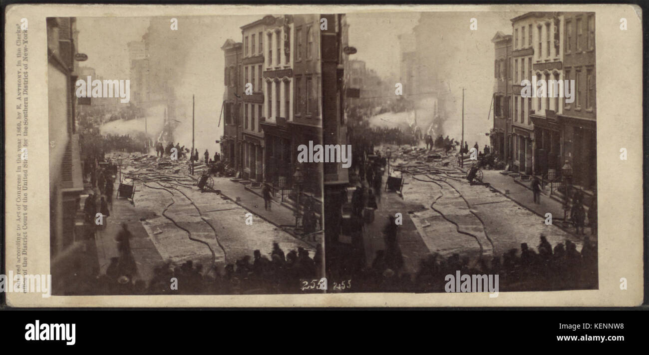 Die Verbrennung von Cyrus W. Felder, Lager in New York, von Robert N. Dennis Sammlung von stereoskopische Ansichten Stockfoto