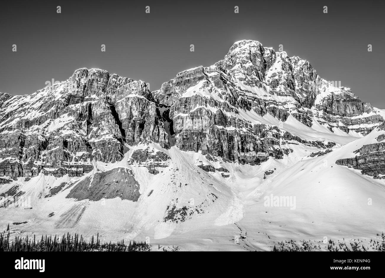 Mountain Caps entlang des Icefields Parkway, Banff National Park, Alberta, Kanada Stockfoto