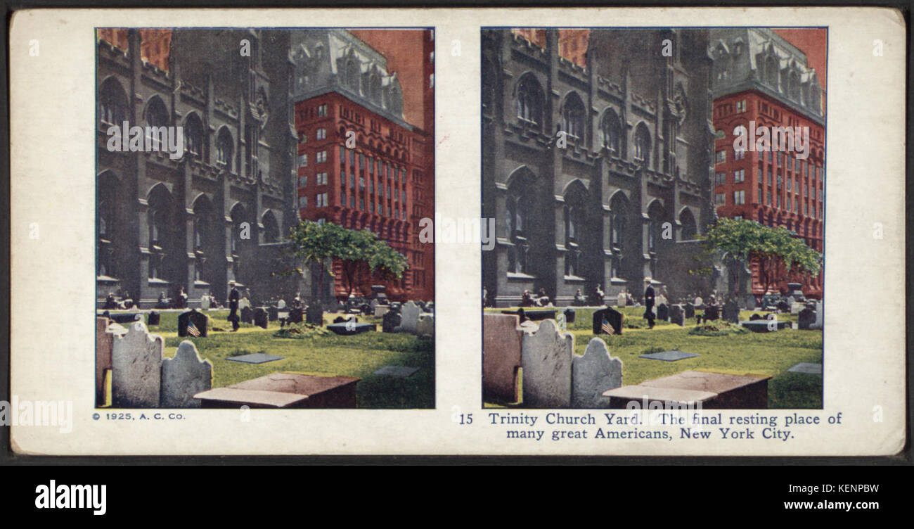 Die Trinity Church Yard. Die letzte Ruhestätte vieler großer Amerikaner, New York City, von Robert N. Dennis Sammlung von stereoskopische Ansichten Stockfoto