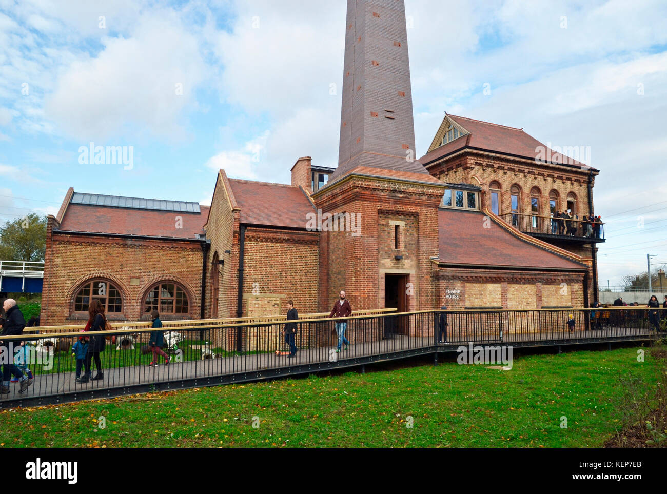 Das Old Engine House Visitor Centre in Walthamstow Wetlands, London, Großbritannien. Stockfoto