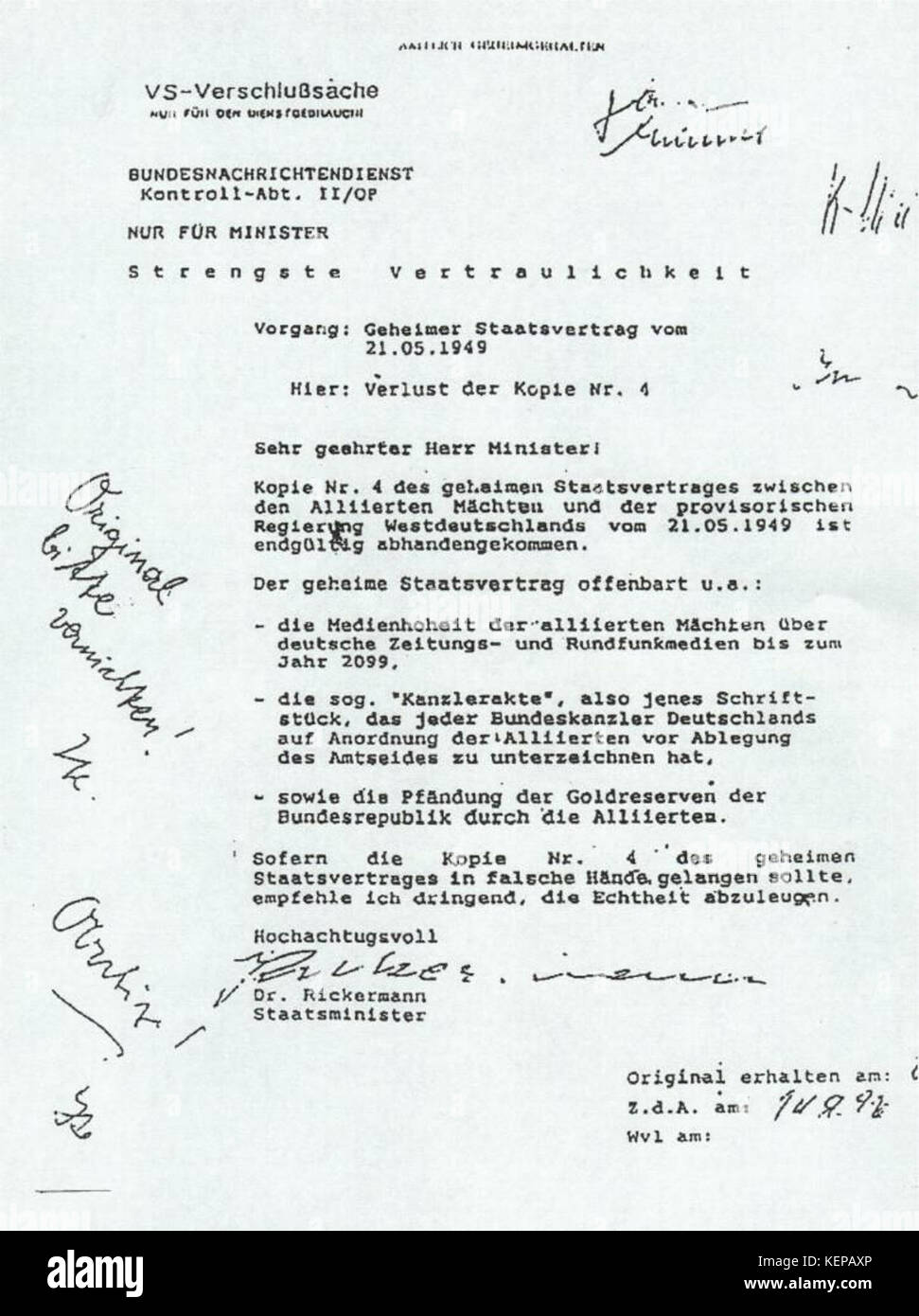 Kanzlerakte Stockfoto