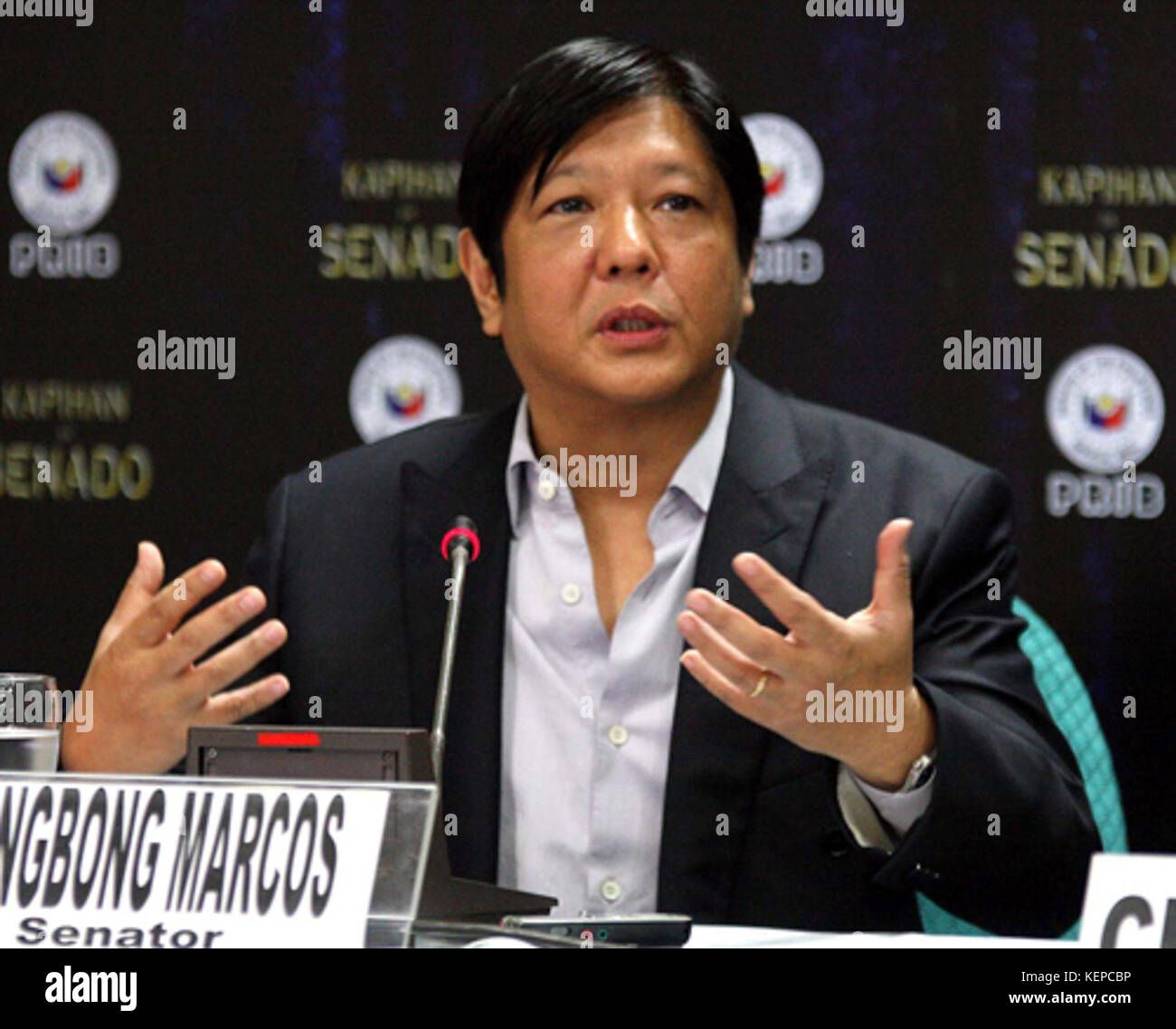 Ferdinand Marcos jr. Bei einem Kapihan sa Senado forum Stockfoto