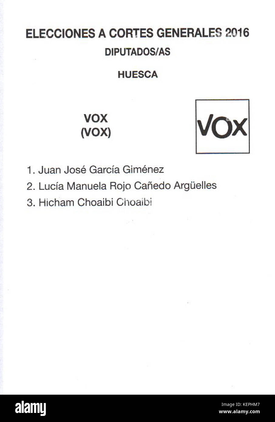 Candidatura de VOX Stockfoto
