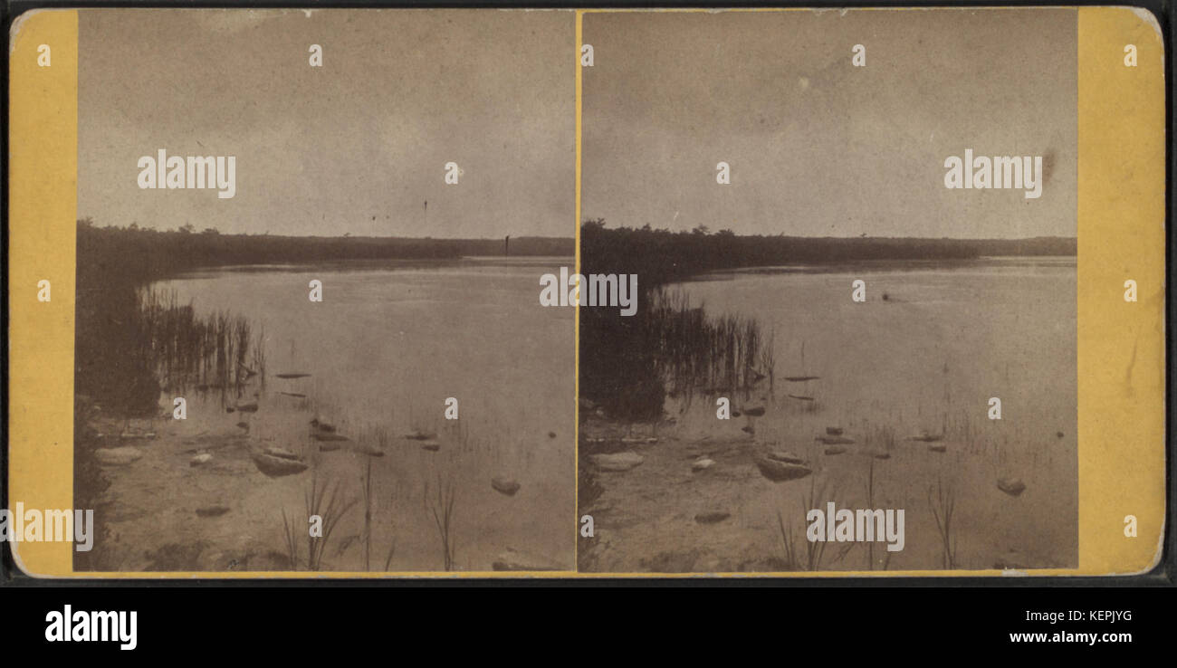Diese stereoskopische Ansicht zeigt den Oneida Lake in New York. Es ist Teil der Robert N. Dennis-Sammlung, die historische Ansichten amerikanischer Landschaften im 19. Jahrhundert zeigt. Stockfoto