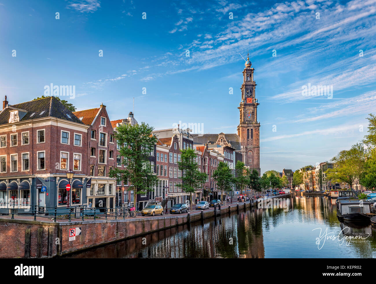 Ausblick auf Amsterdam mit dem Kanalsystem Stockfoto