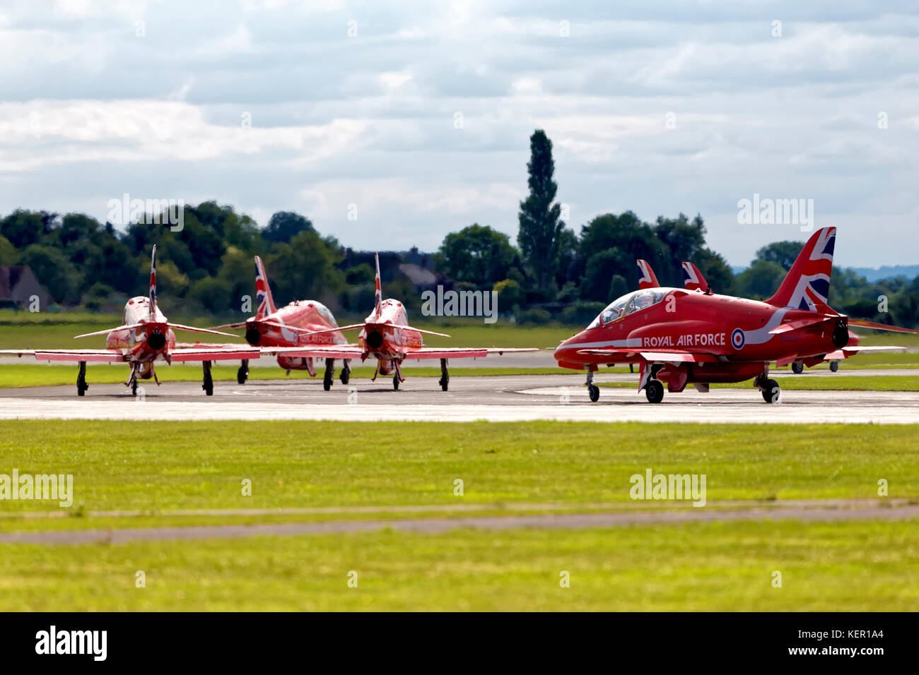 Die Royal Air Force Aerobatic Team Die roten Pfeile in der Royal Naval Air Station Yeovilton, International Air Tag 2017 Vereinigtes Königreich Stockfoto