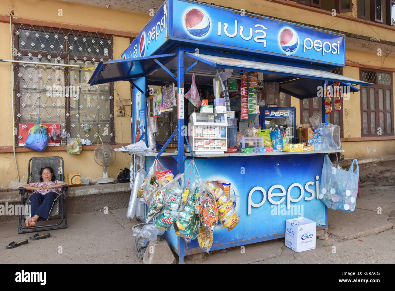 Street Scene Vientiane Laos Stockfoto