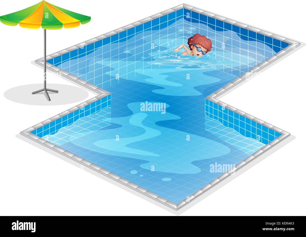 Abbildung: ein Junge praktizierende am Swimmingpool auf einem weißen Hintergrund Stock Vektor